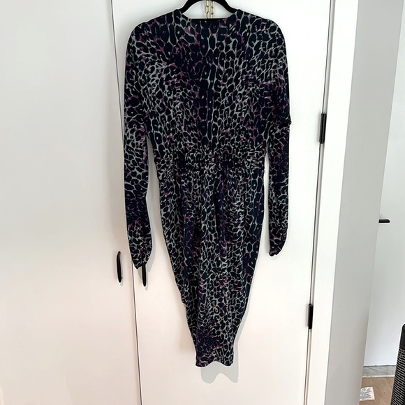 Blue-gray, Fuchsia Rouched BCBGMaxAzria Dress - Picture 2 of 4